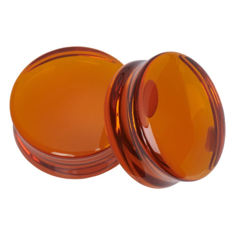 Amber Glass Convex Plugs 8 gauge (3mm) Amber