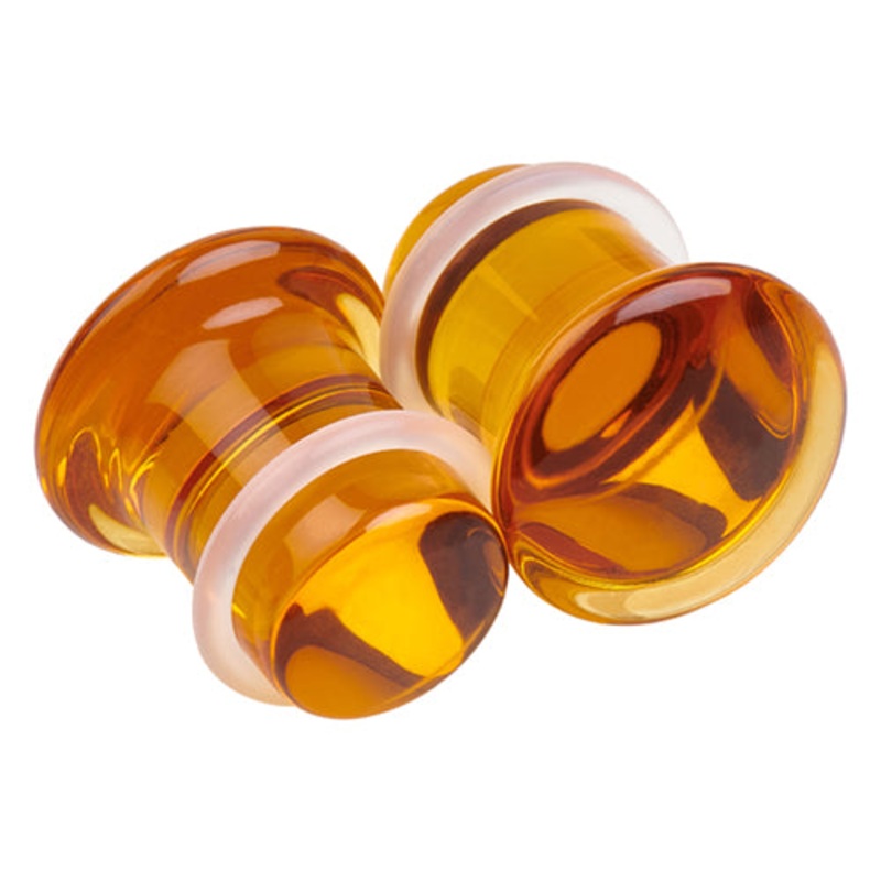 Amber Glass Single Flare Plugs 8 gauge (3mm) Amber