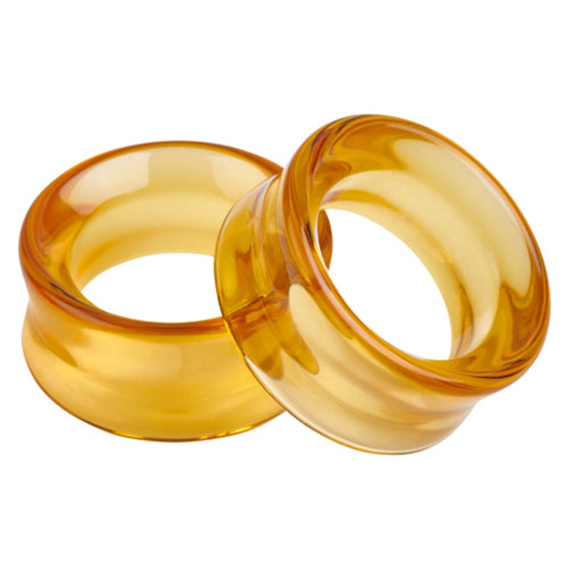 Amber Glass Tunnels 0 gauge (8mm) Amber
