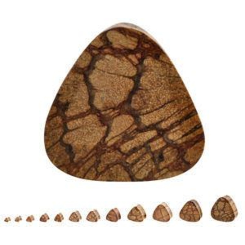 Antique Wood Triangle Plugs 9/16 inch (14mm) Antique Wood Pair