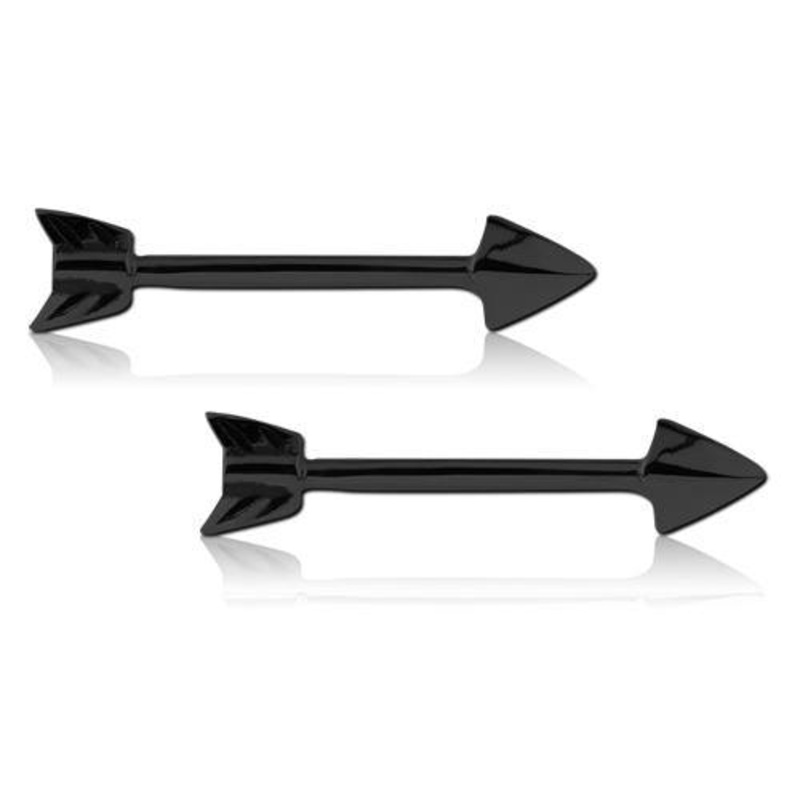 Arrow Black Nipple Barbells 14g – 5/8″ long (16mm) Black Stainless