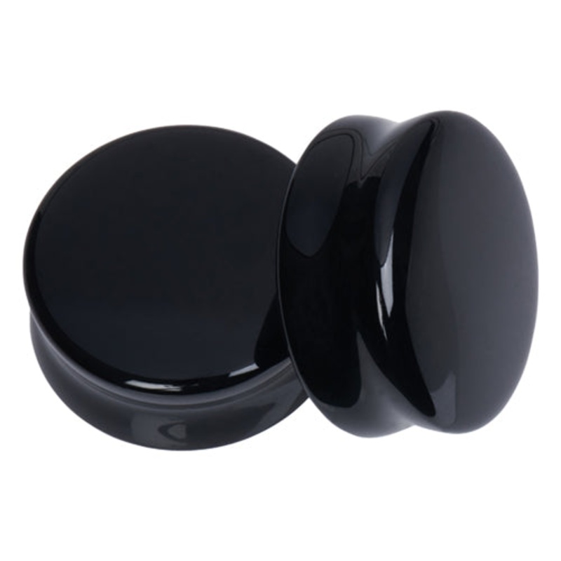 Black Glass Convex Plugs 8 gauge (3mm) Black