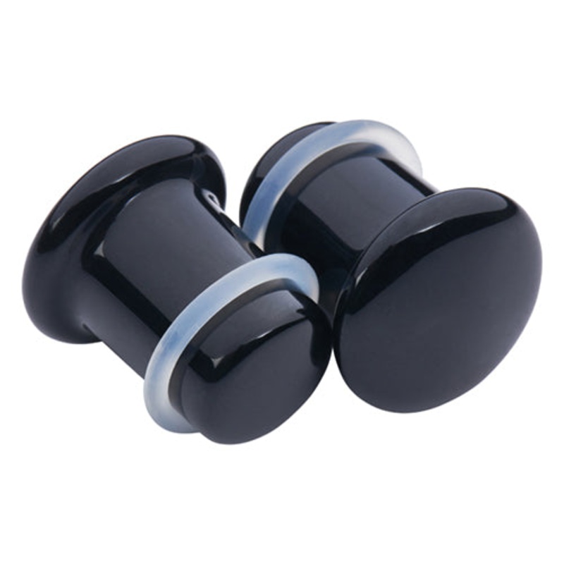 Black Glass Single Flare Plugs 8 gauge (3mm) Black