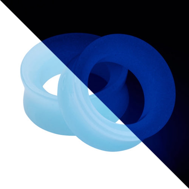 Blue Glow-in-the-Dark Glass Tunnels 0 gauge (8mm) Blue Glow-in-the-Dark