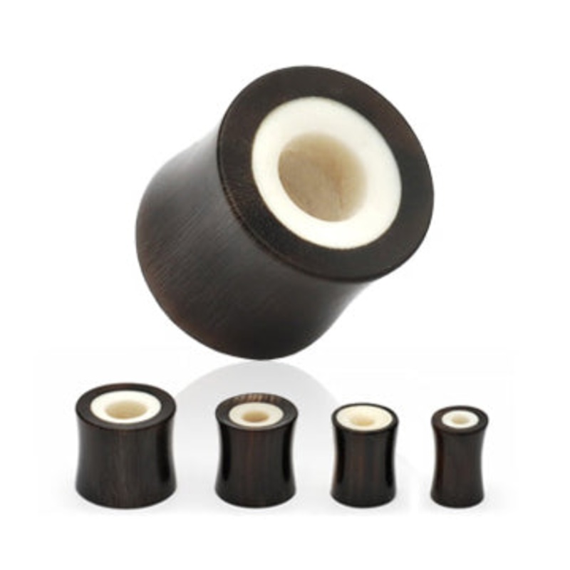 Bone & Horn Double Flared Tunnels 2 gauge (6mm) Black Horn Pair