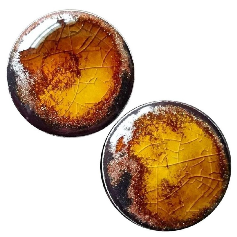 Copper Aventurine Ceramic Plugs 7/16 inch (11mm) Copper Aventurine Pair