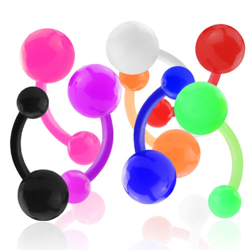 Opaque Bioflex Belly Barbell 14g – 3/8″ long (10mm) Black