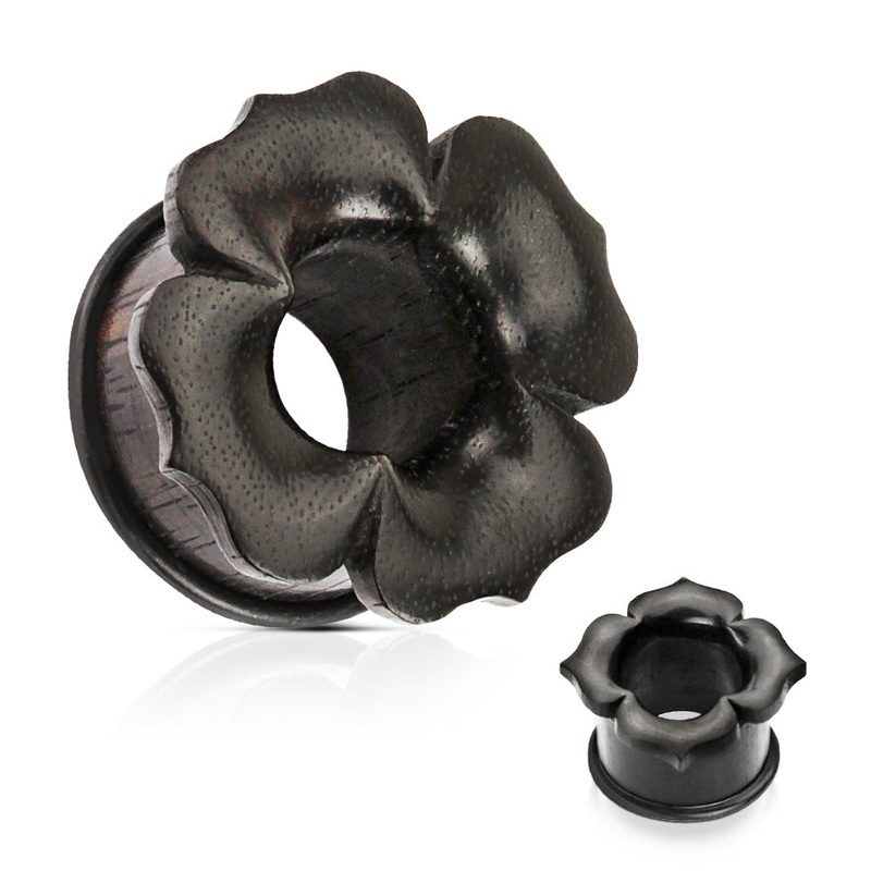 Petal Arang Wood Single Flared Tunnels 9/16 inch (14mm) Arang Wood Pair