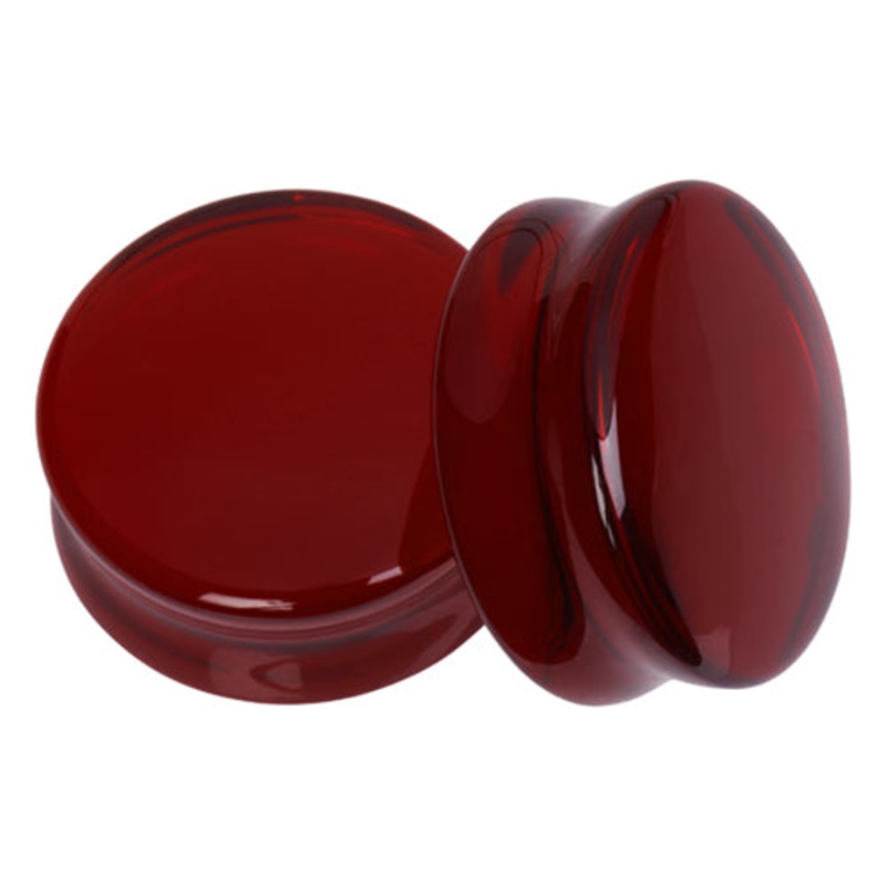 Ruby Glass Convex Plugs 8 gauge (3mm) Ruby