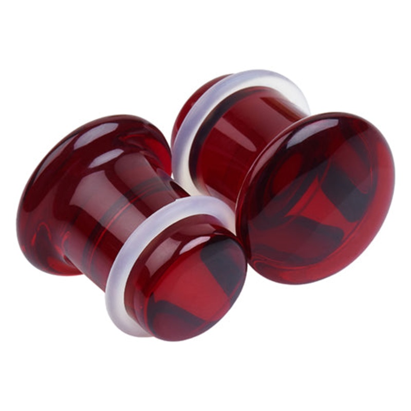 Ruby Glass Single Flare Plugs 8 gauge (3mm) Ruby