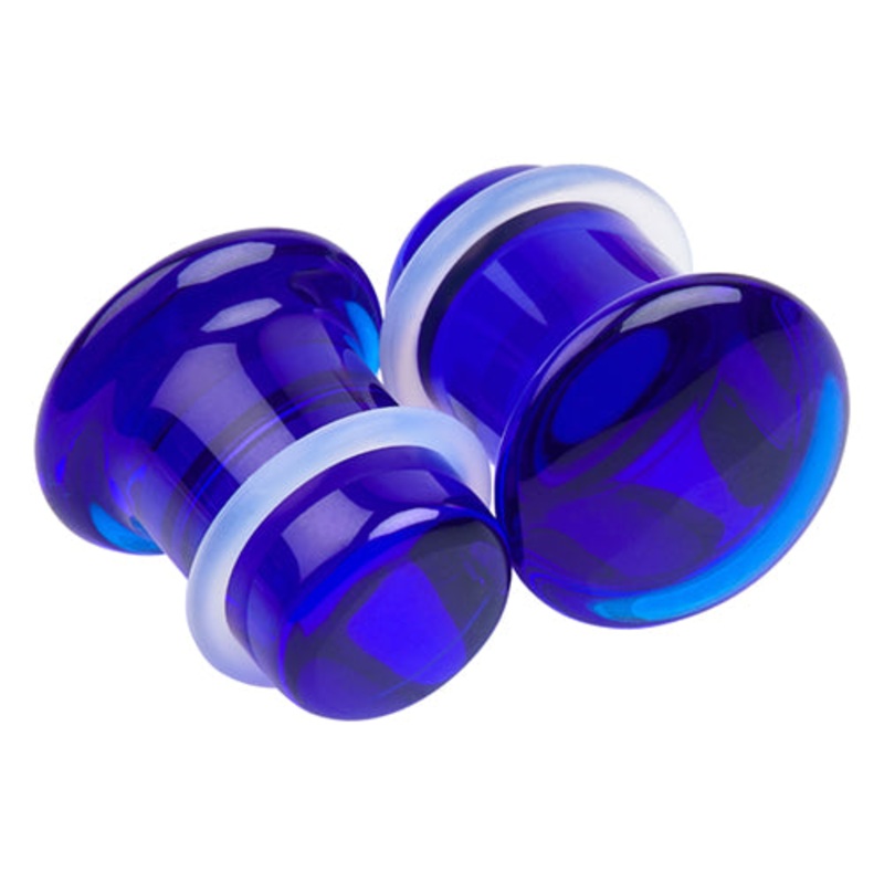 Sapphire Glass Single Flare Plugs 8 gauge (3mm) Sapphire