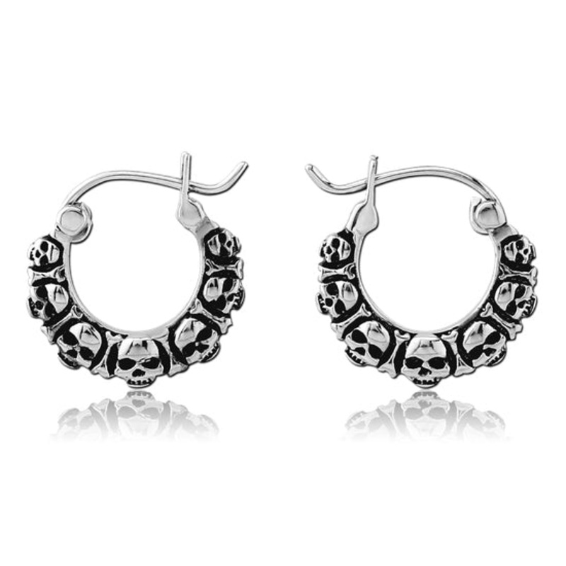 Skull Stainless Earrings 20 gauge Stainless Steel Pair