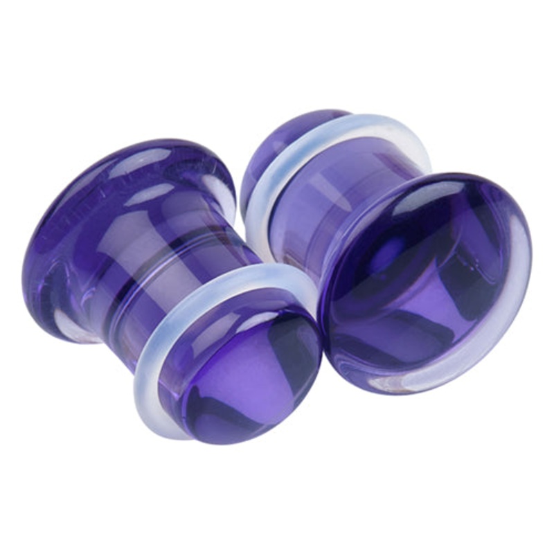 Tanzanite Glass Single Flare Plugs 8 gauge (3mm) Tanzanite