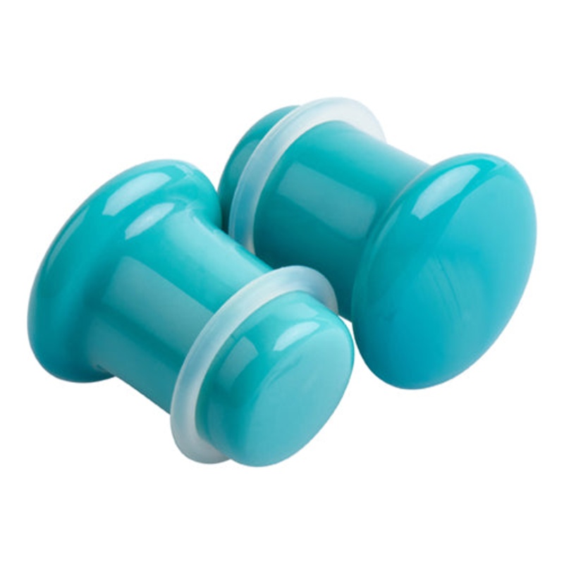 Teal Glass Single Flare Plugs 8 gauge (3mm) Teal