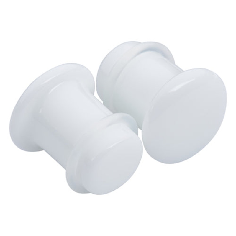 White Glass Single Flare Plugs 8 gauge (3mm) White