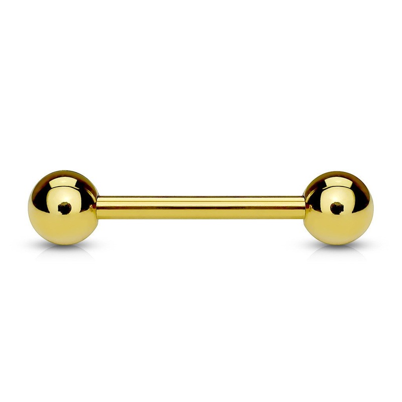 14g Yellow 14k Gold Straight Barbell 14g – 1/4″ long (6mm) – 3mm balls Yellow 14k Gold