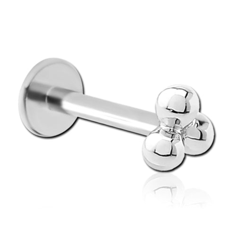 16g 3-Ball Stainless Labret 16g – 1/4″ long (6mm) Stainless Steel