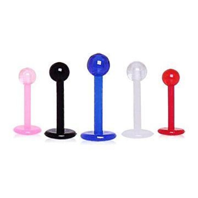 16g Bioflex Labret Stud 16g – 1/4″ long (6mm) – 3mm ball Black