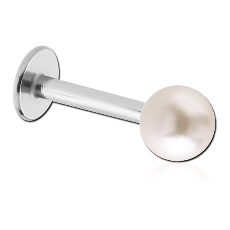 16g Pearl Labret 16g – 5/16″ long (8mm) – 3mm ball Cream Stainless Steel