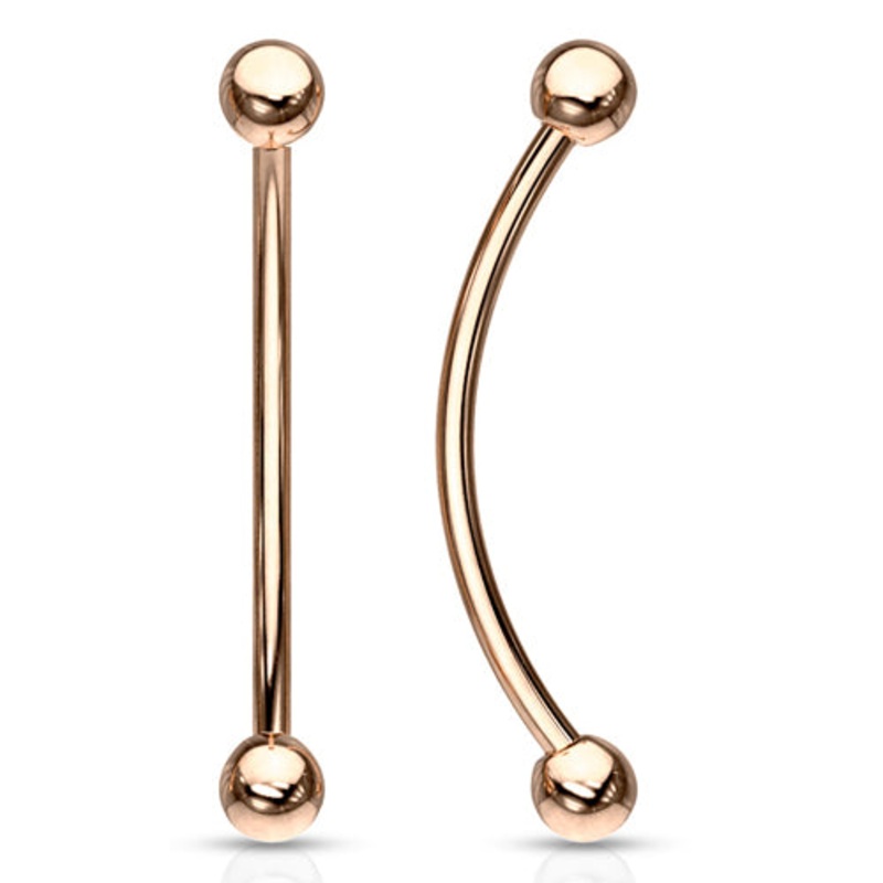 16g Rose Gold Snake Eyes Barbell 16g – 15/32″ long (12mm) – 3mm balls Rose Gold Stainless