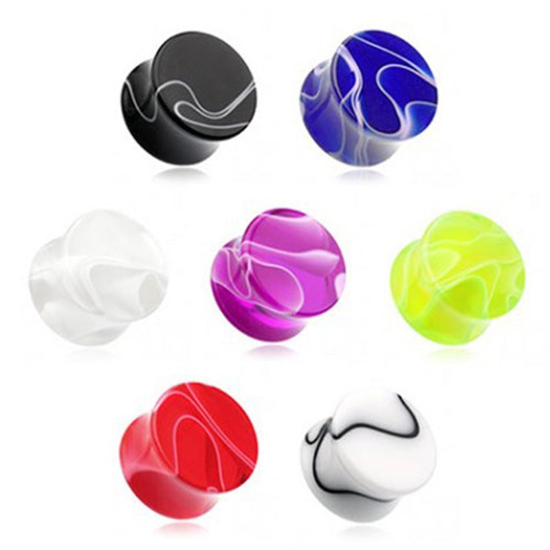 Acrylic Marbled Plugs 8 gauge (3mm) Black Pair