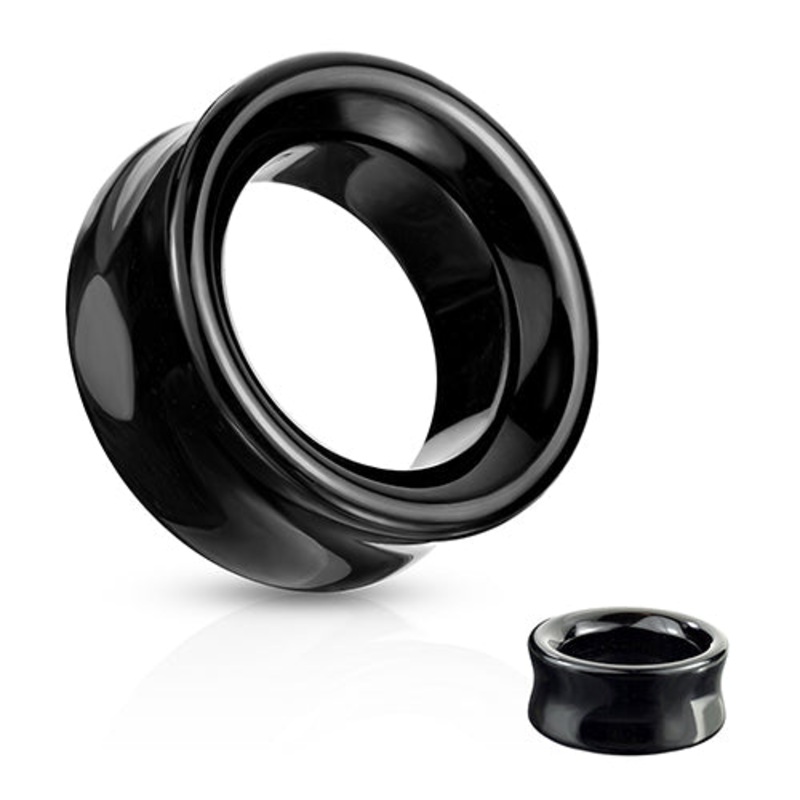 Black Agate Tunnels 2 gauge (6mm) Black Agate Pair