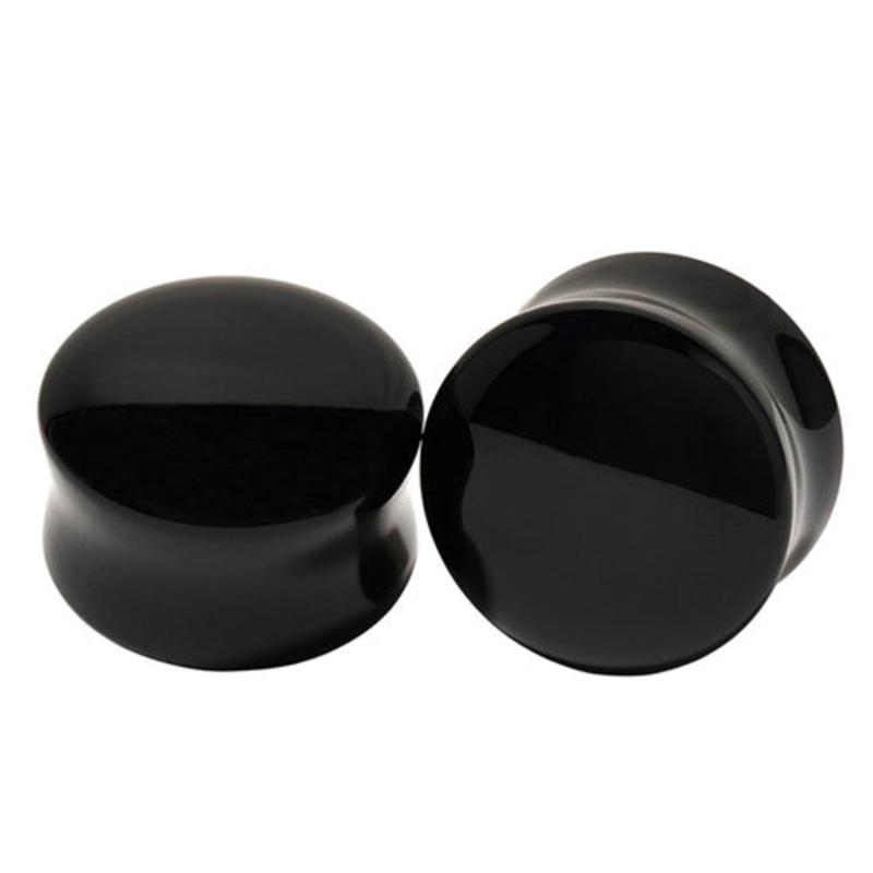 Black Obsidian Plugs by Diablo Organics 7/8 inch (22mm) Black Obsidian Pair