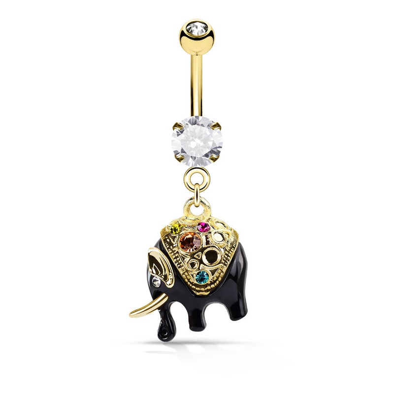 Elephant Belly Dangle 14 gauge – 3/8″ long (10mm) Clear Gold Stainless