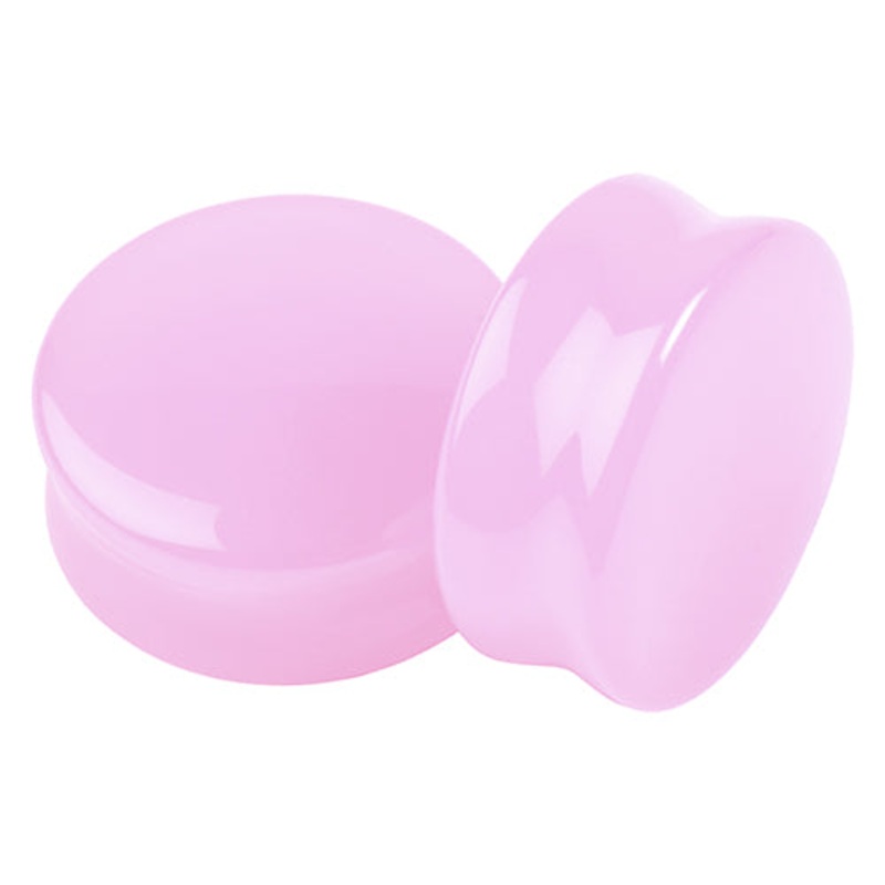 Pink Glass Convex Plugs 8 gauge (3mm) Pink