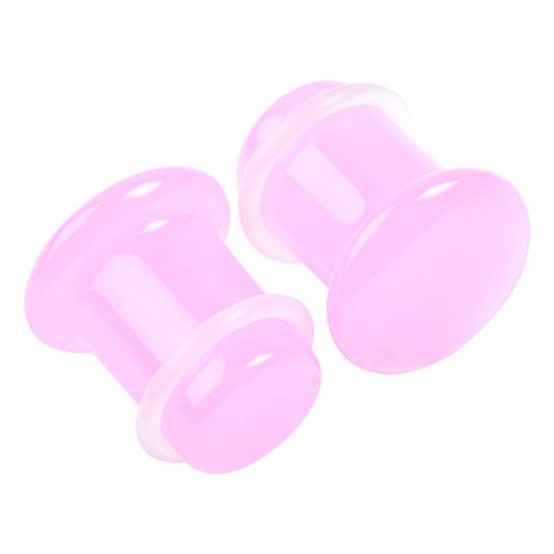 Pink Glass Single Flare Plugs 8 gauge (3mm) Pink