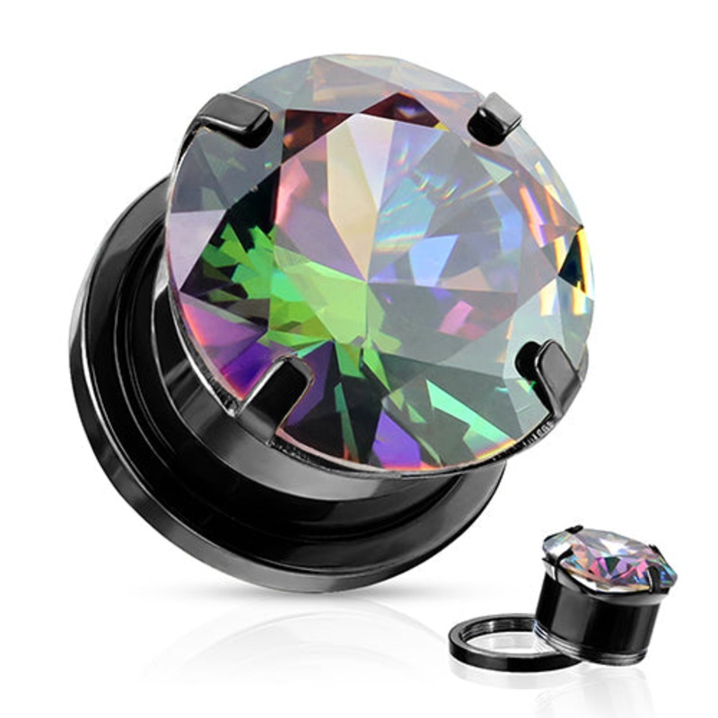 Prong CZ Blackline Screw Plugs 2 gauge (6mm) Clear Pair