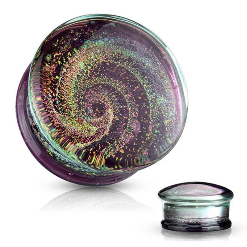 Purple Galaxy Glass Plugs 2 gauge (6mm) Purple Pair