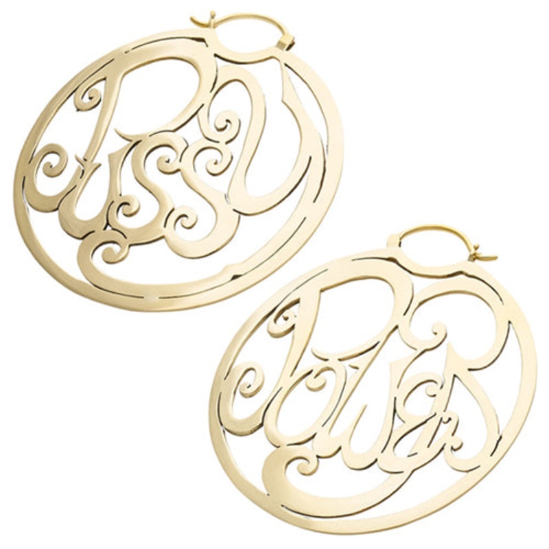 Pussy Power Hoops by Diablo Organics 70mm diameter (Small) Yellow Brass Pair