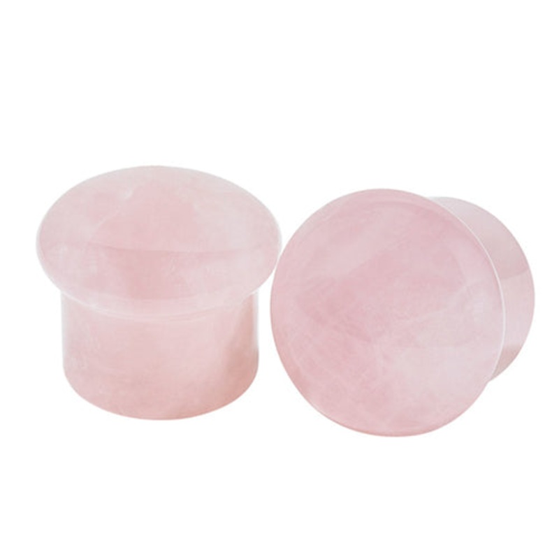 Rose Quartz Single Flare Plugs by Diablo Organics 6 gauge (4mm) Rose Quartz Pair
