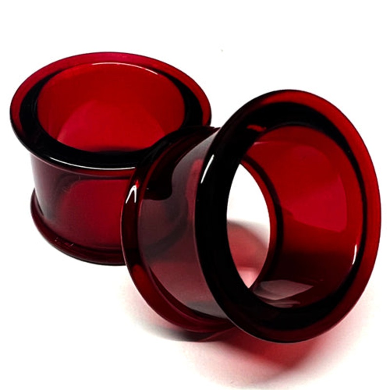 Ruby DF Bullet Holes by Gorilla Glass 8 gauge (3mm) Ruby Pair
