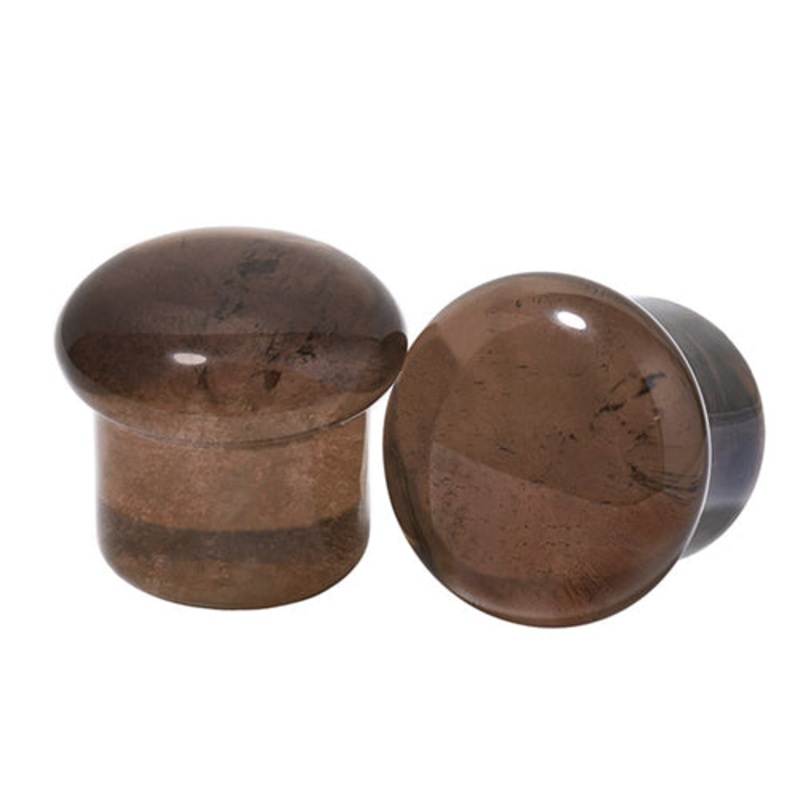 Smokey Quartz Single Flare Plugs by Diablo Organics 1/2 inch (12.5mm) Smokey Quartz Pair