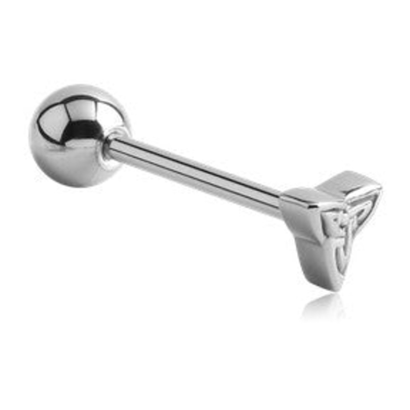 Trinity Knot Stainless Tongue Barbell 14g – 5/8″ long (16mm) Stainless Steel