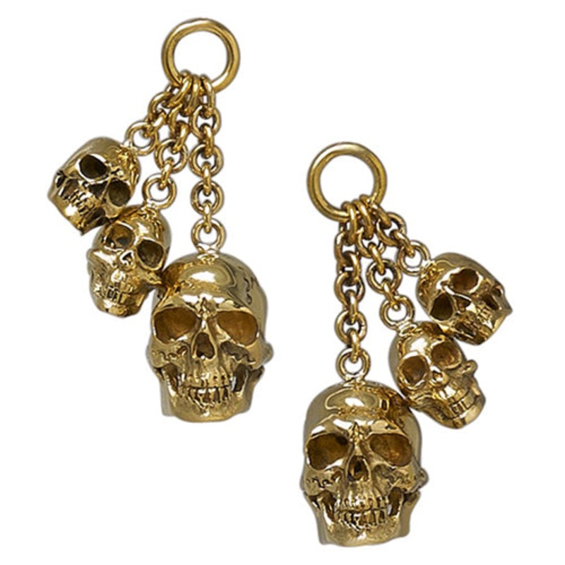 Triple Cranio Pendants by Diablo Organics Yellow Brass Pair