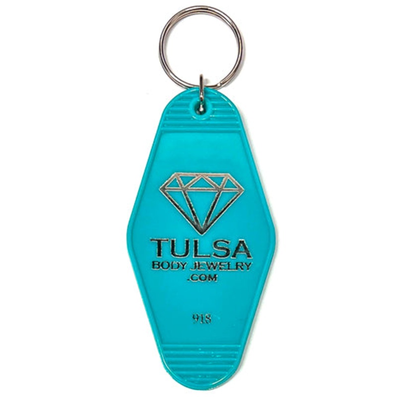 Tulsa Body Jewelry Motel Keyring Teal