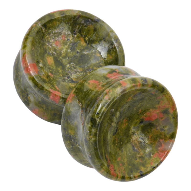 Unakite Concave Plugs 0 gauge (8mm) Unakite
