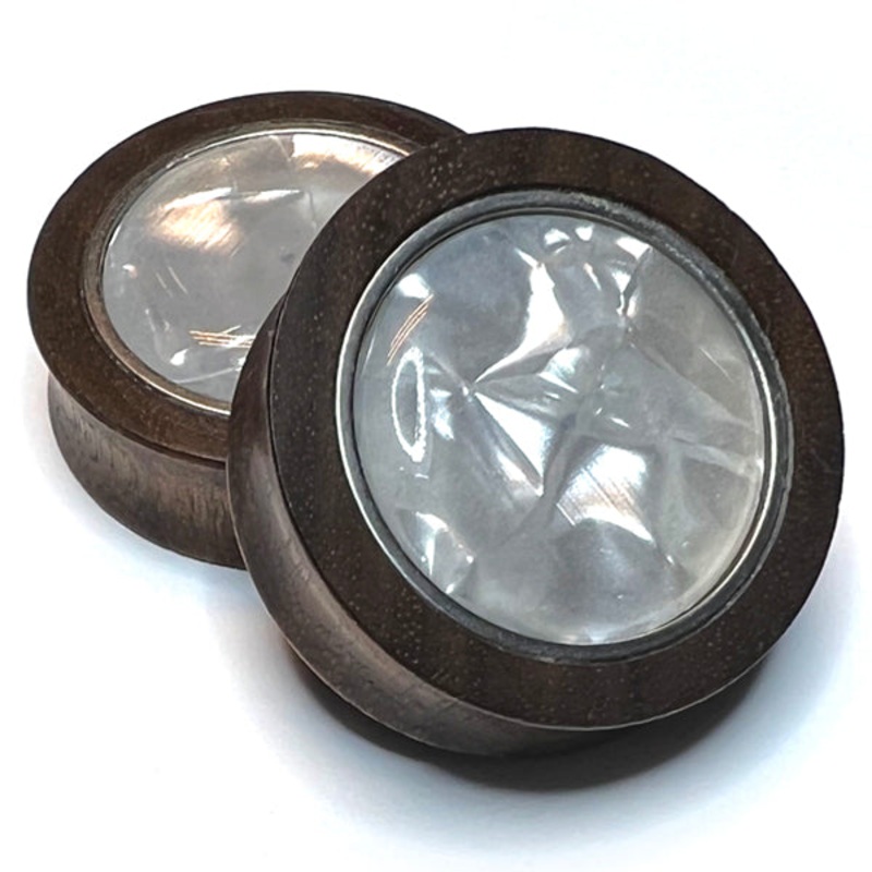 Walnut & Pearl Inlay Plugs 1/2 inch (12mm) – 8mm wearable Walnut