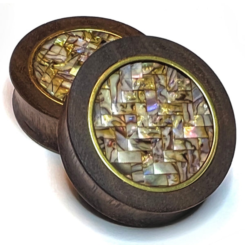 Walnut & Shell Inlay Plugs 00 gauge (10mm) – 10mm wearable Walnut