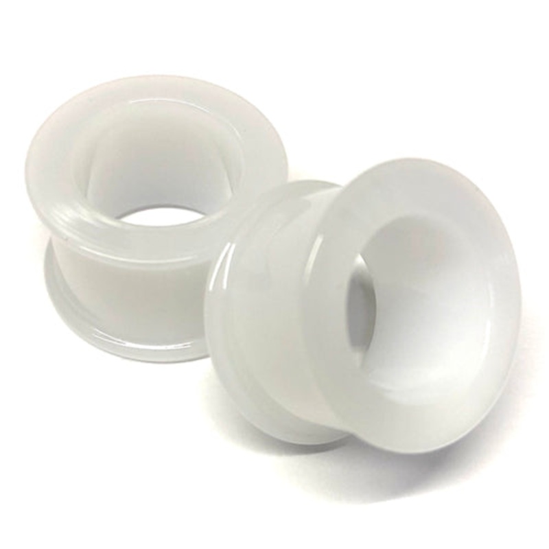 White DF Bullet Holes by Gorilla Glass 0 gauge (8mm) White Pair