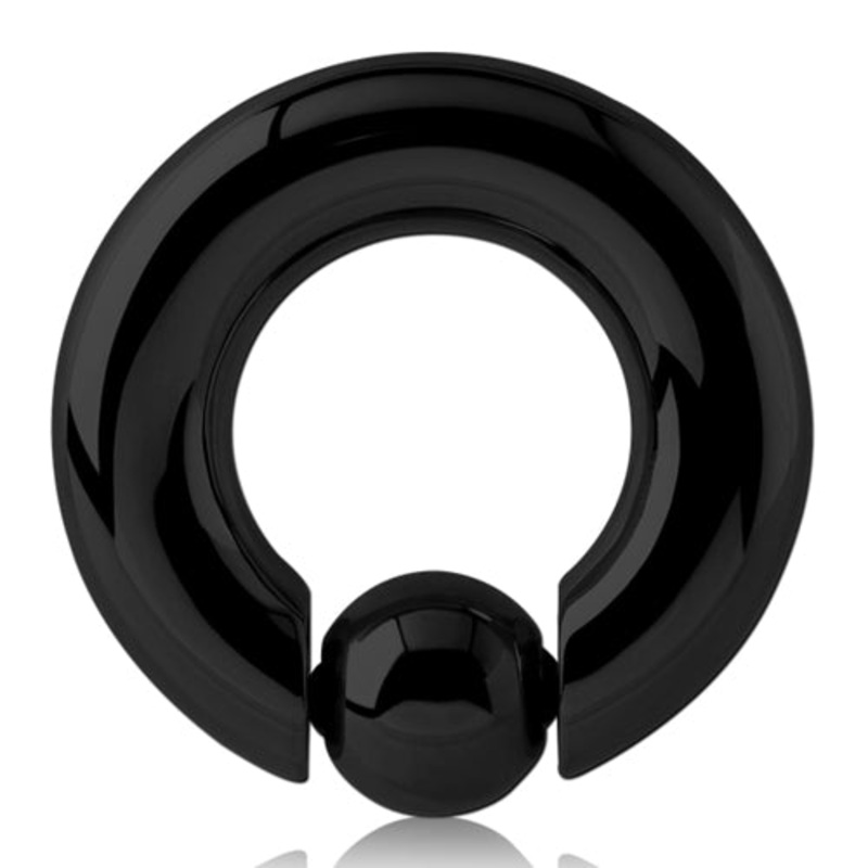 8g Spring-Loaded Black Captive Bead Ring 8g (3mm) – 15/32″ dia (12mm) – 8mm ball Black Stainless