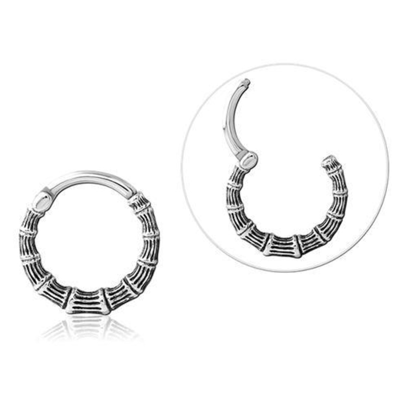 Bamboo Stainless Hinged Ring 16g – 3/8″ diameter (10mm) Stainless Steel