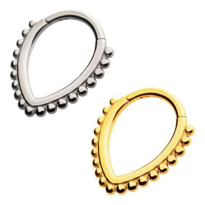 Beaded V-Shape Hinged Segment Ring 16g – 5/16″ diameter (8mm) Stainless Steel