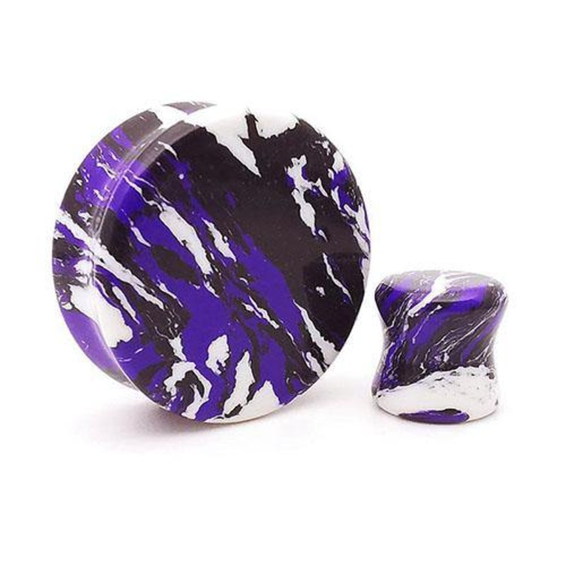 Black, Purple & White Turquoise Plugs 2 gauge (6mm) Purple Pair