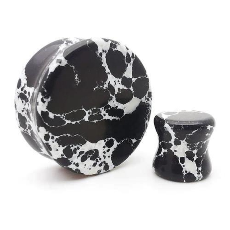 Black & White Turquoise Plugs 2 gauge (6mm) Black & White Pair