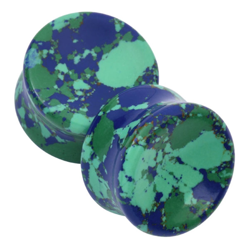 Blue & Green Concave Stone Plugs 0 gauge (8mm) Blue & Green