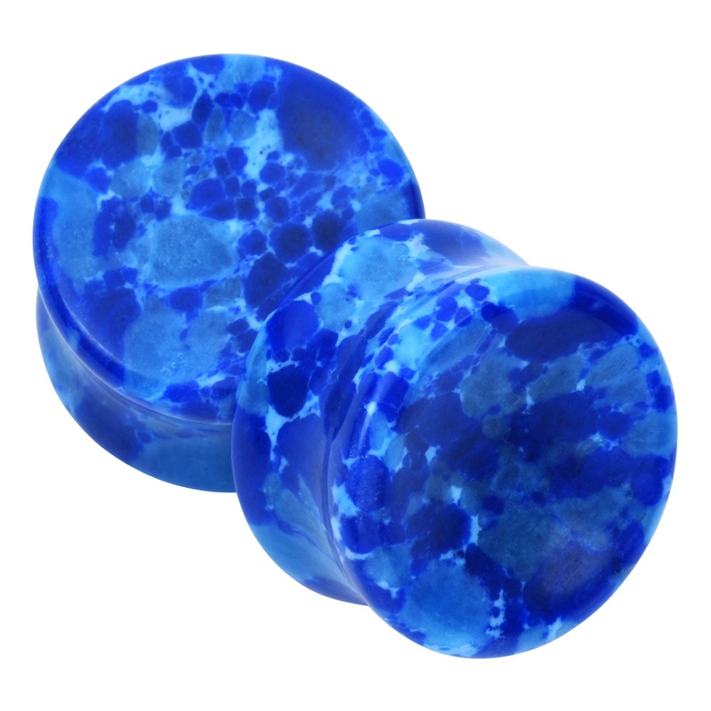 Blue Howlite Concave Stone Plugs 2 gauge (6mm) Blue Howlite